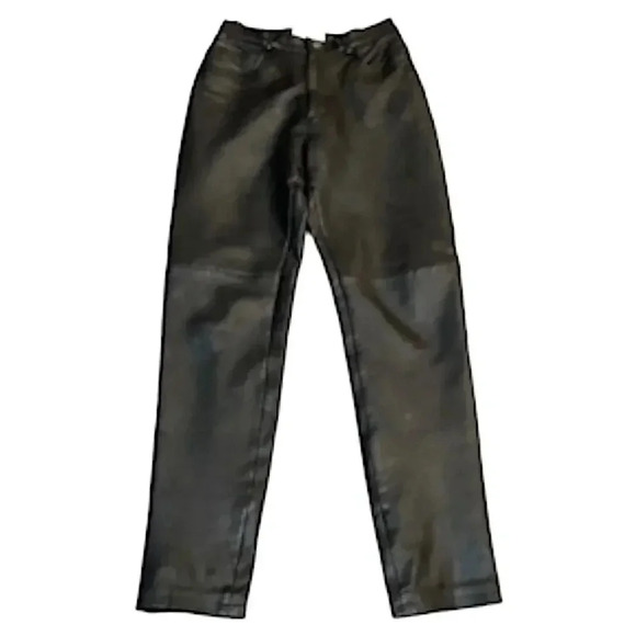Hugo Buscati collection leather pants Black Straight Leg Women’s size 2 - Picture 1 of 11